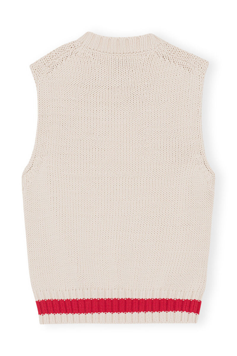 Cotton Rope Vest, Organic Cotton, in colour Alabaster Gleam - 2 - GANNI
