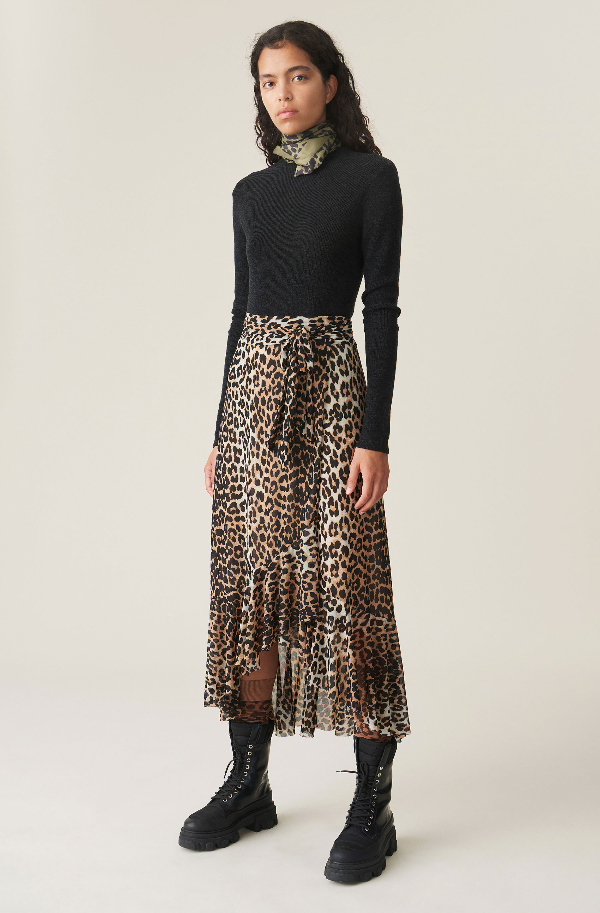 Ganni printed mesh skirt clearance