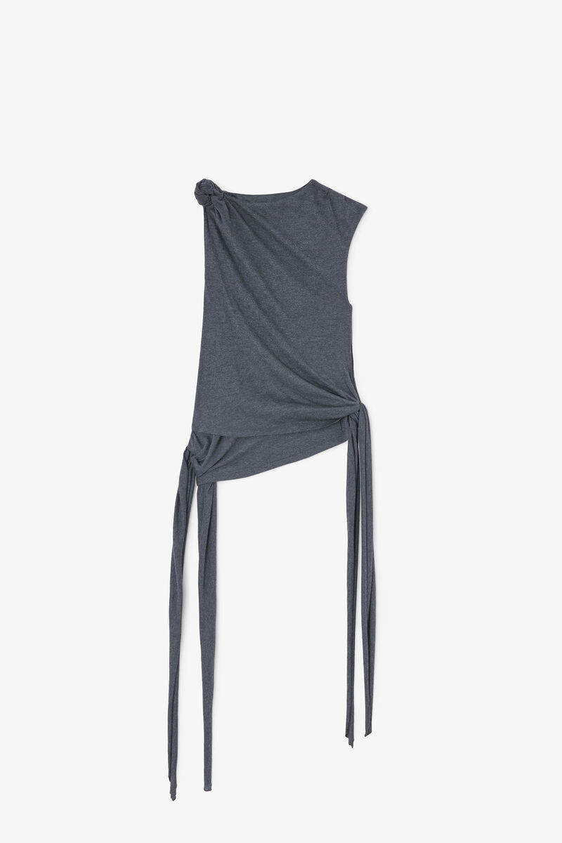 Haut en jersey gris, Modal, in colour Phantom - 1 - GANNI