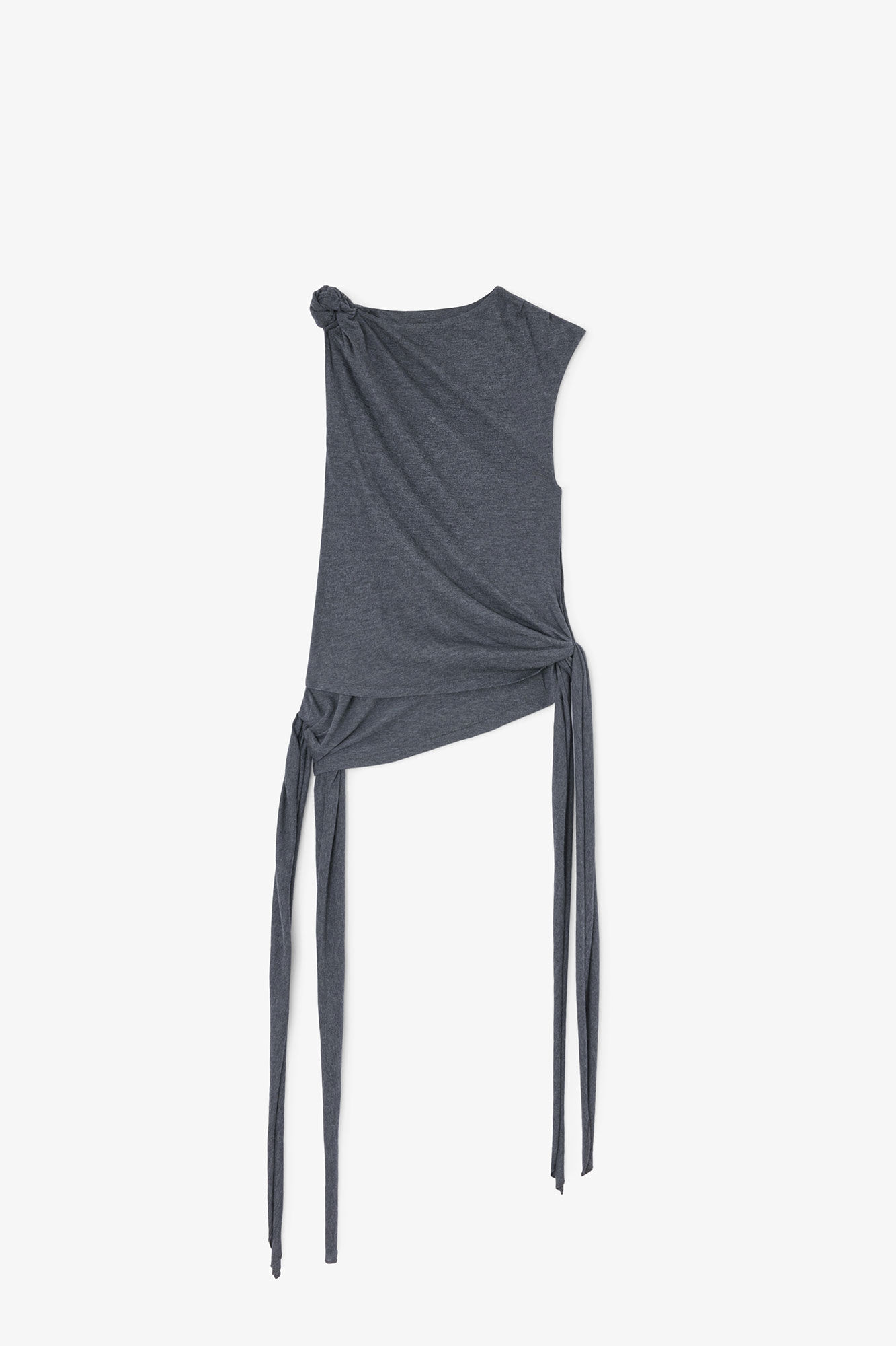 Haut en jersey gris, Modal, in colour Phantom - 1 - GANNI