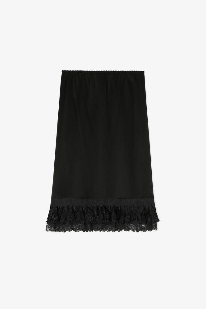 Skirt in Frill Satin, Black