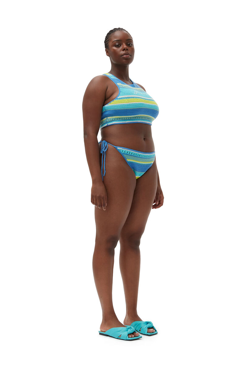 Met pensioen gaan Plagen Betrouwbaar Blue Curacao Blue Crochet Racerback Bikini Top | GANNI US