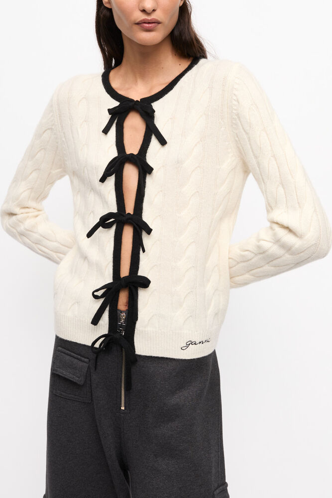 Cardigan in White Cashmere Mix, Egret