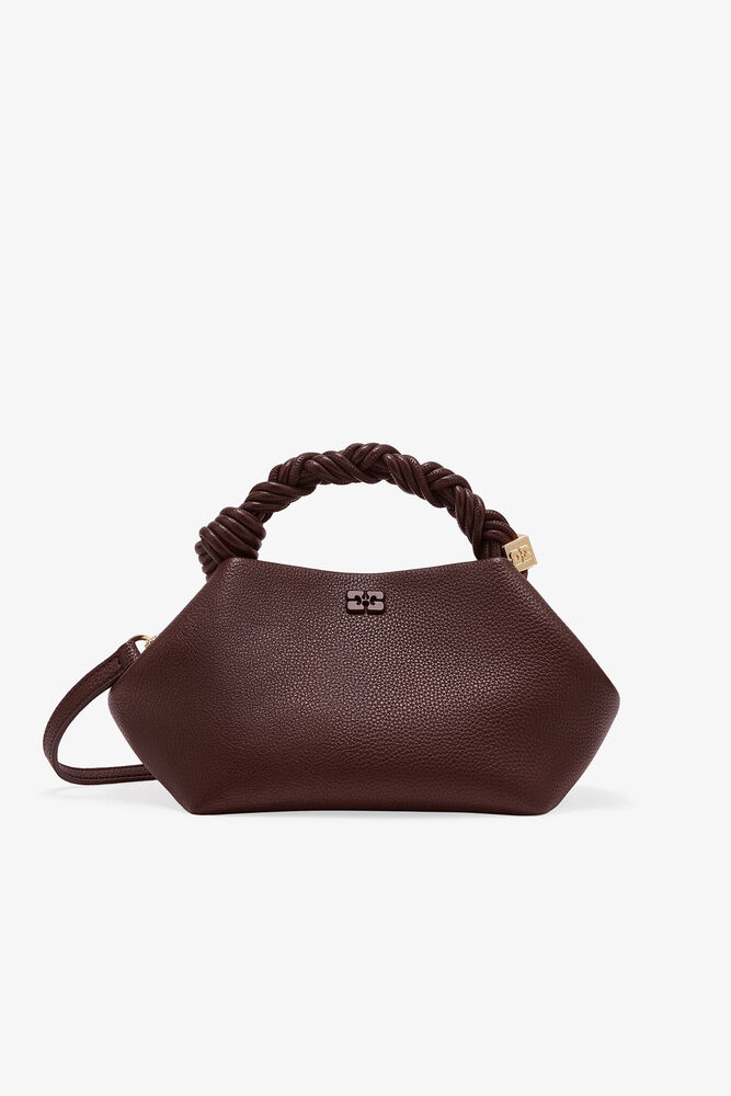 Brown Grained Small GANNI Bou Bag, Chicory Coffee