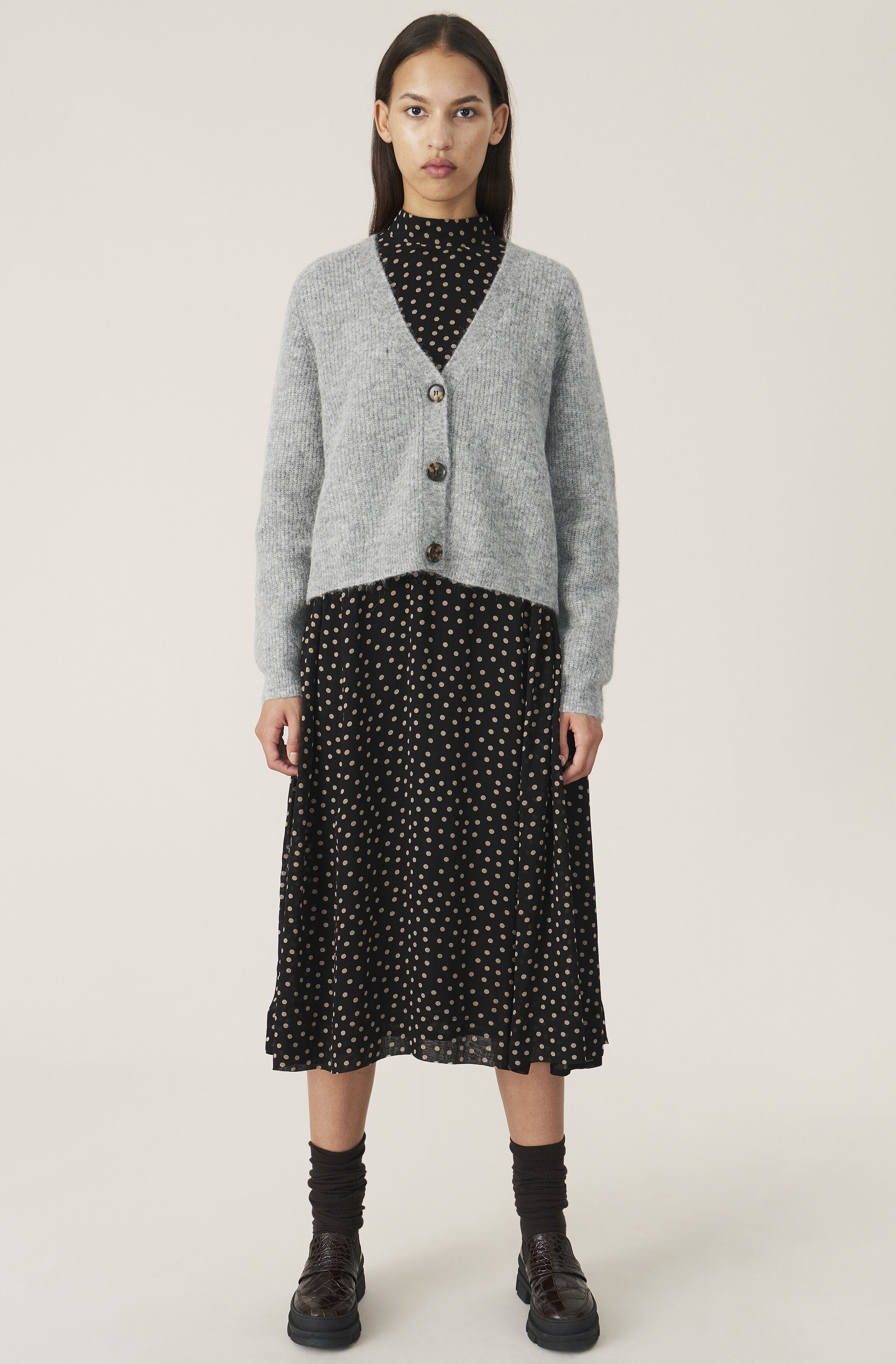 ganni georgette midi dress