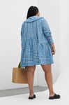 Oversized Seersucker Mini Dress, Cotton, in colour Check Azure Blue - 5 - GANNI