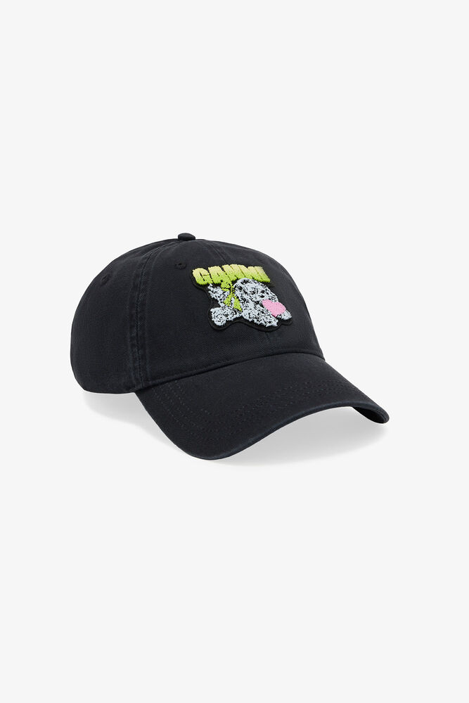Black Puppy Canvas Cap, Washed Black/Black