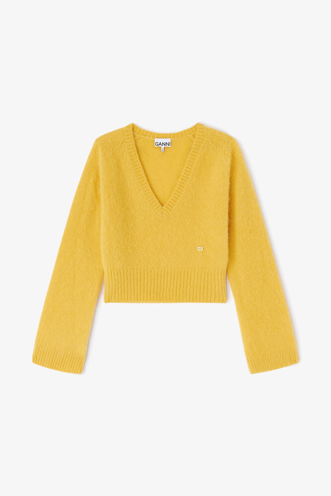 Yellow V-neck Jumper, Blazing Yellow