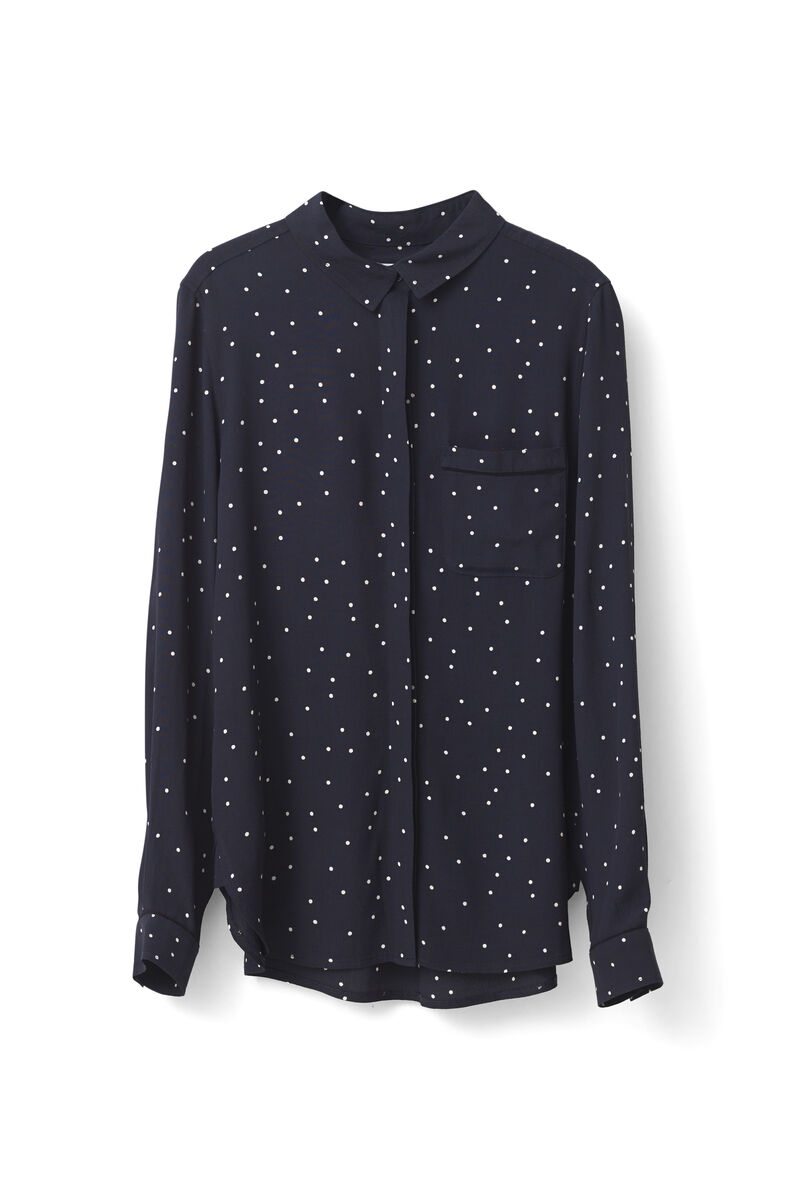Rosemont Crepe Shirt, in colour Dotted Eclipse - 1 - GANNI