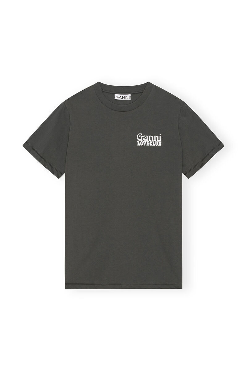 Lässiges Loveclub-T-Shirt , Cotton, in colour Volcanic Ash - 1 - GANNI