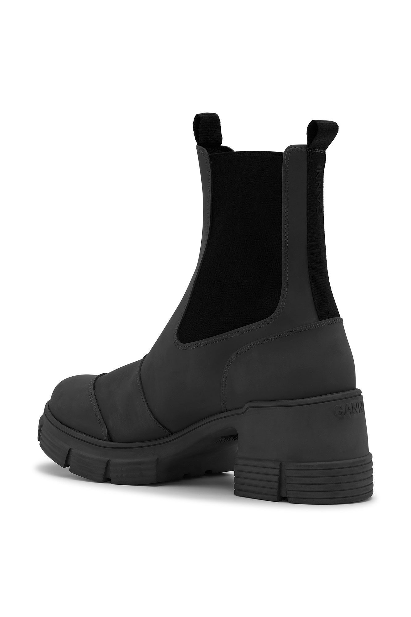 Rubber Heeled City Boots, Recycled rubber, in colour Black - 2 - GANNI