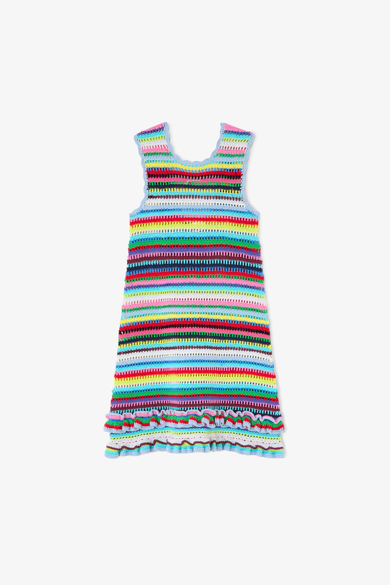 ストライプクロシェ ドレス, Organic Cotton, in colour Multicolour - 1 - GANNI