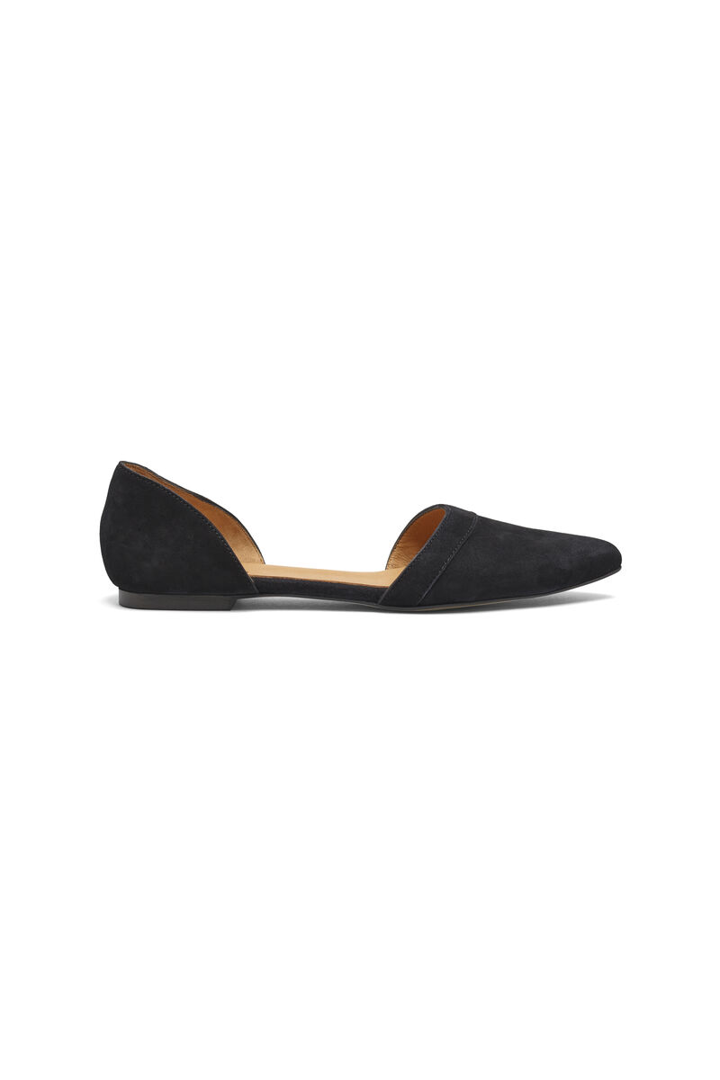 Kimberly Suede Flats, in colour Black - 1 - GANNI