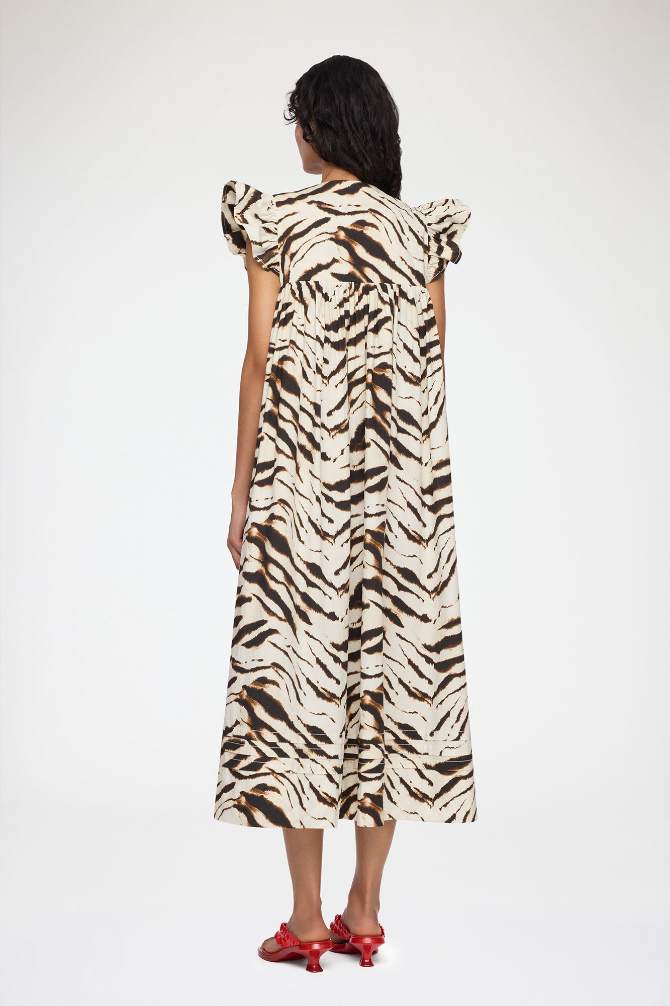 Dress in Printed Cotton, Organic Cotton, in colour Egret - 2 - GANNI