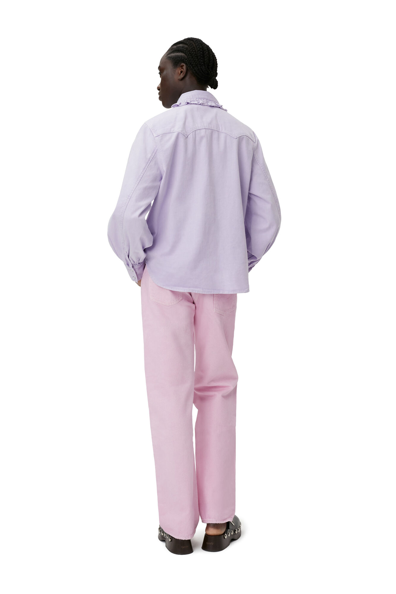 Western Blouse, Cotton, in colour Natural Lilac - 3 - GANNI