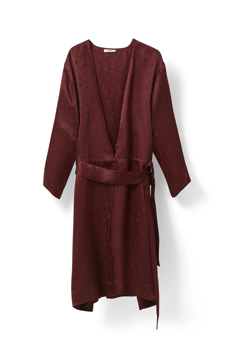 McCarthy Silk Kimono Dress, in colour Cabernet - 1 - GANNI