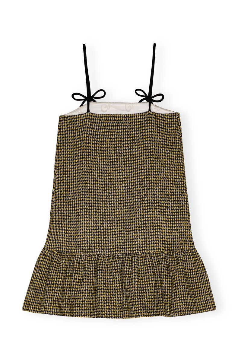 Checkered Woollen Mini klänning, Acryl, in colour Blazing Yellow - 2 - GANNI