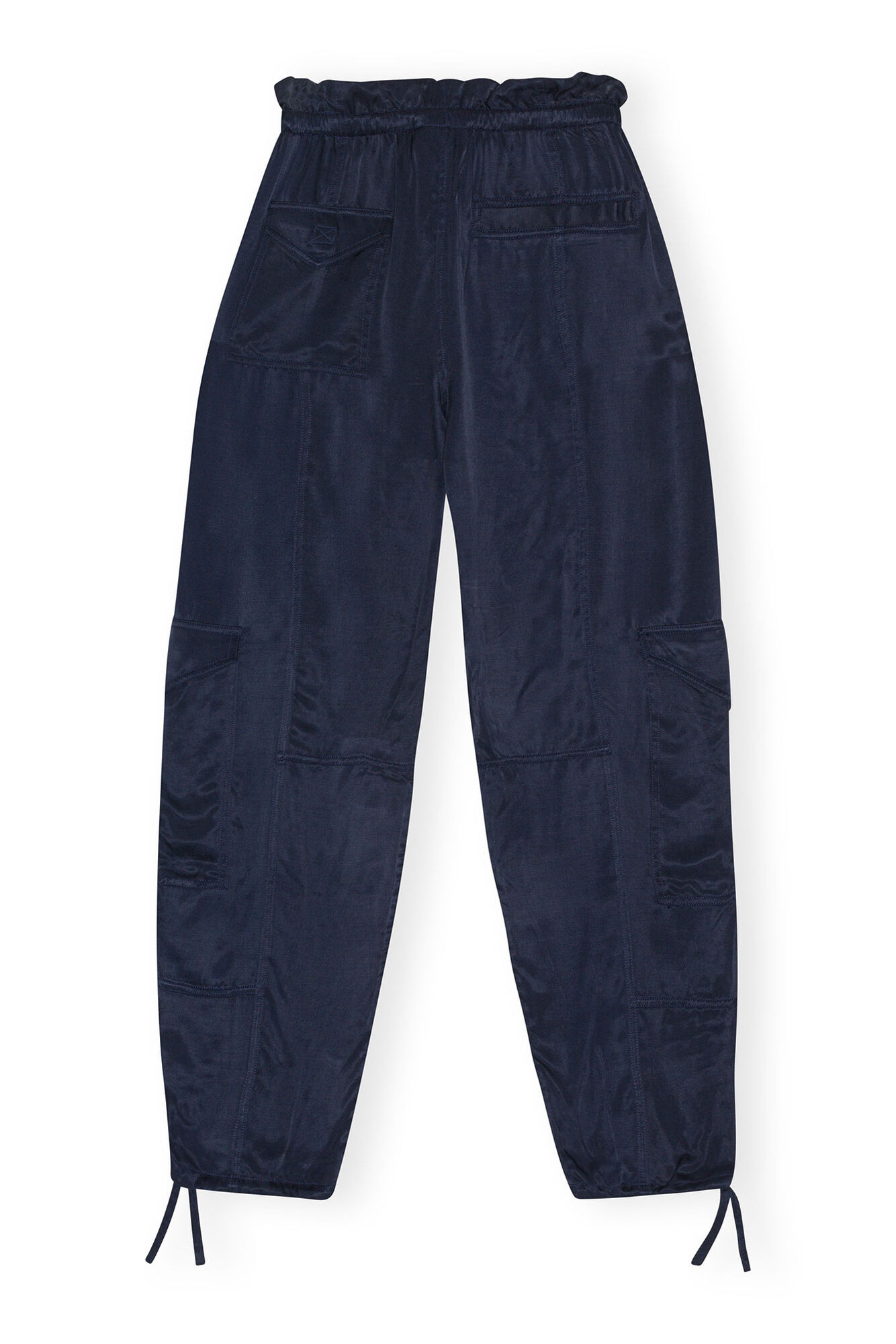 Blue Washed Satin Trousers, Cupro, in colour Sky Captain - 2 - GANNI