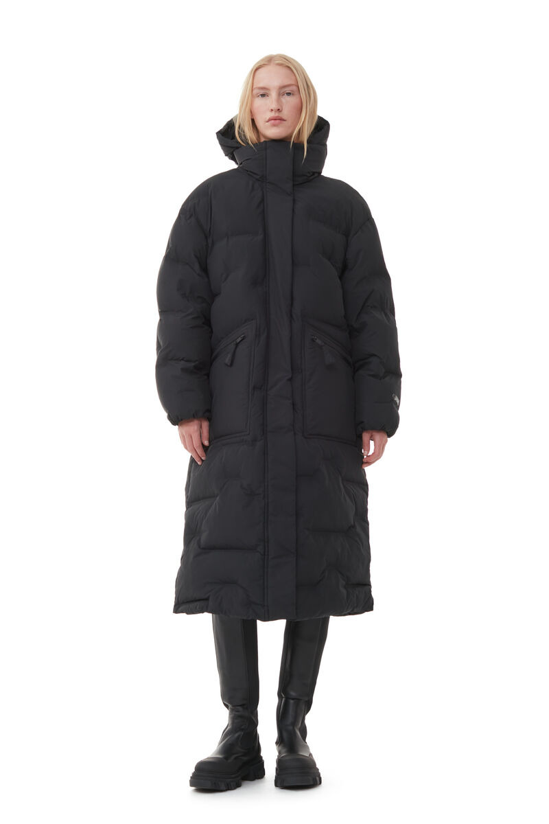 Black Oversized Soft Puffer Coat , Recycled Polyester, in colour Black - 1 - GANNI