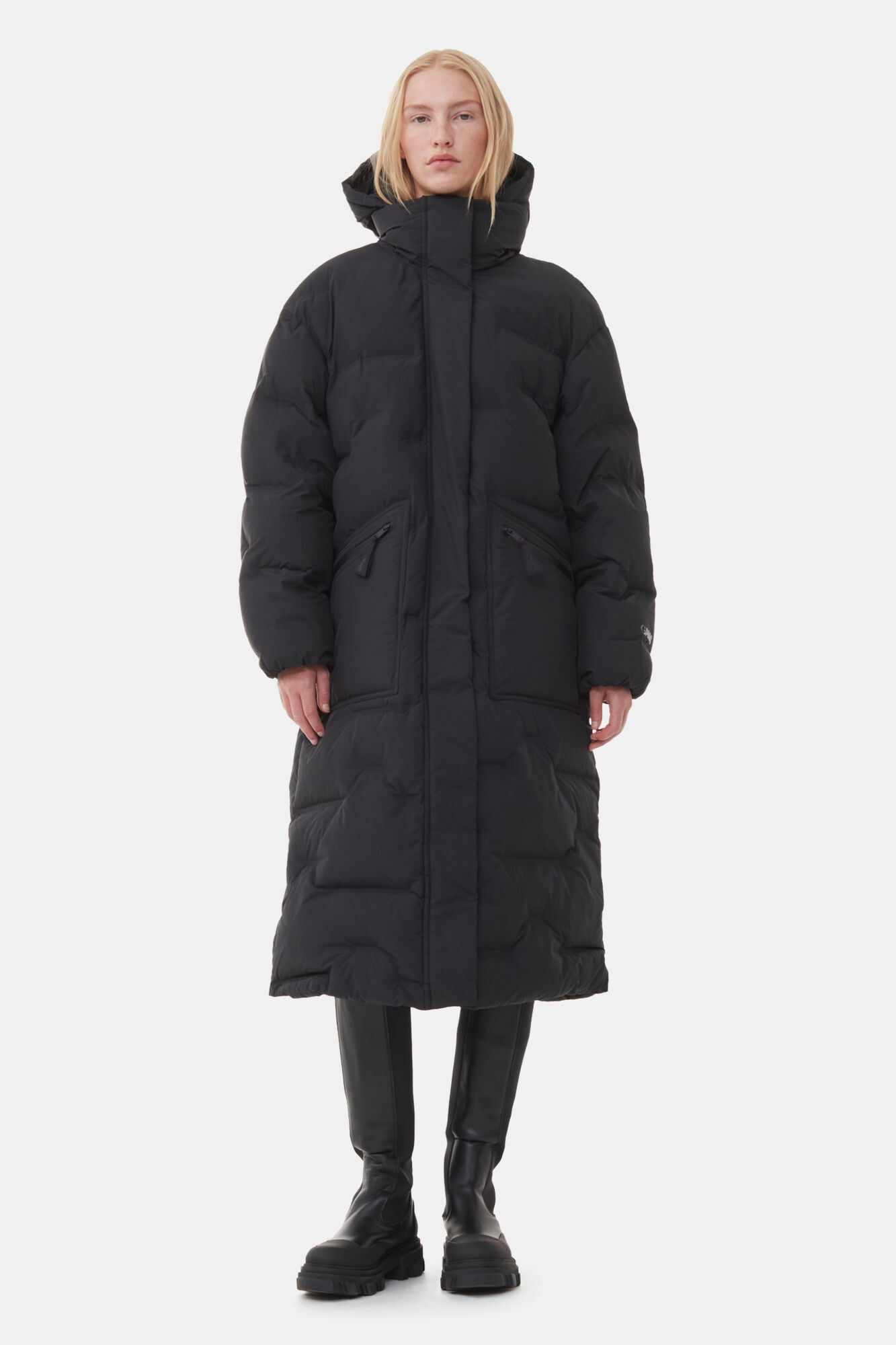 Ganni Black Oversized Soft Puffer Coat