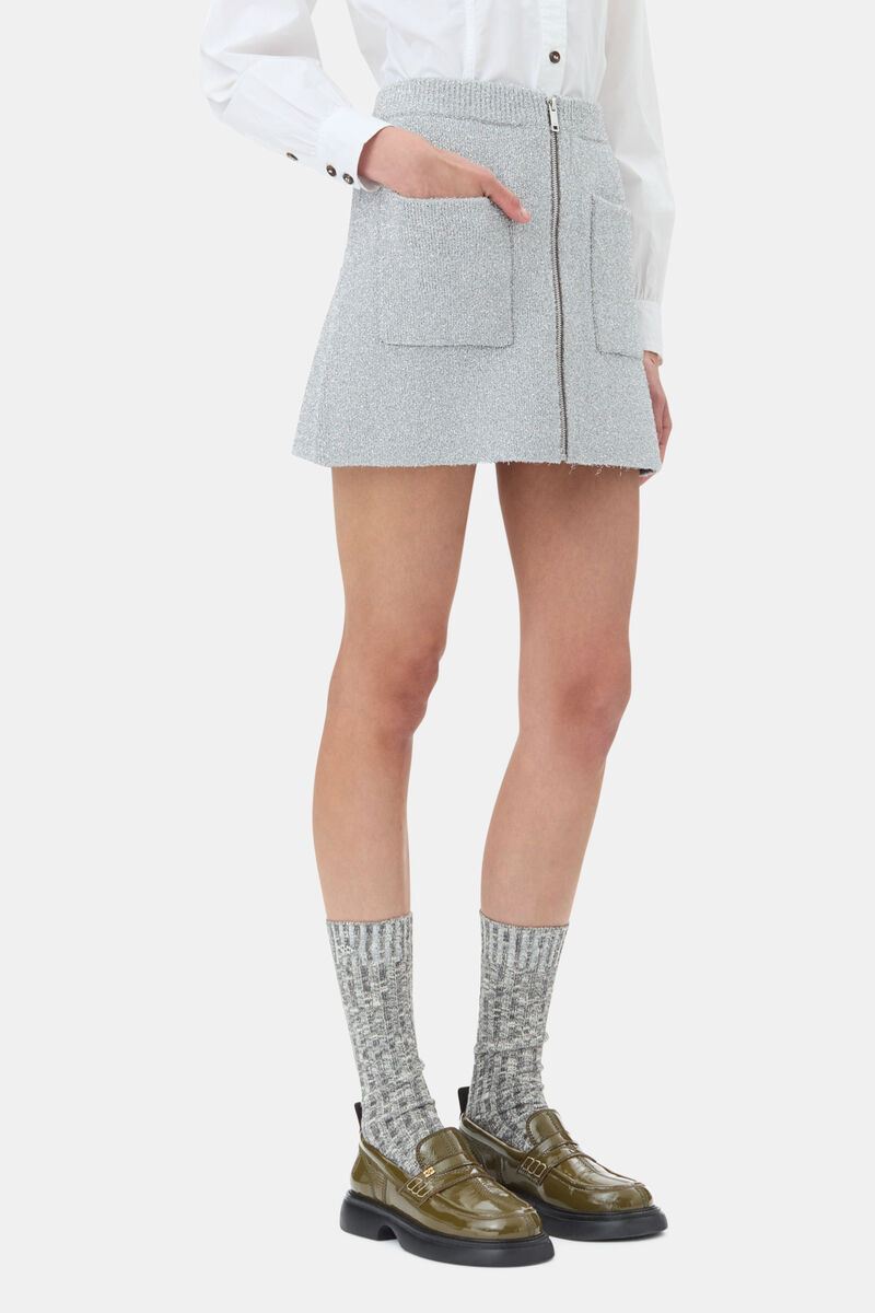 Silver Sparkle Mini Skirt, Metallic fiber, in colour Silver - 2 - GANNI