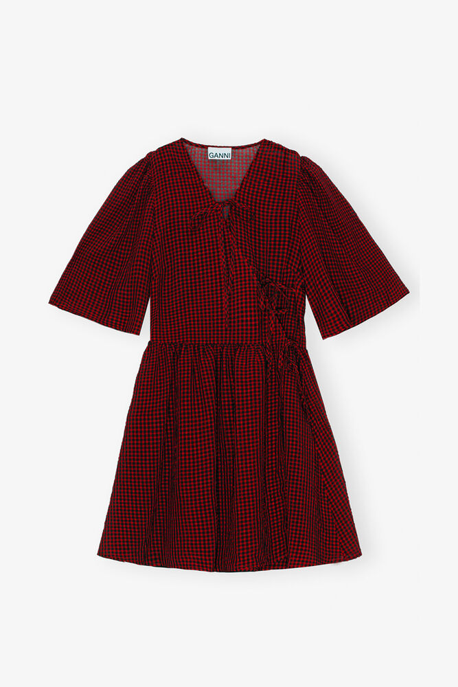 Red Sheer Tie String Wrap Dress, Winery
