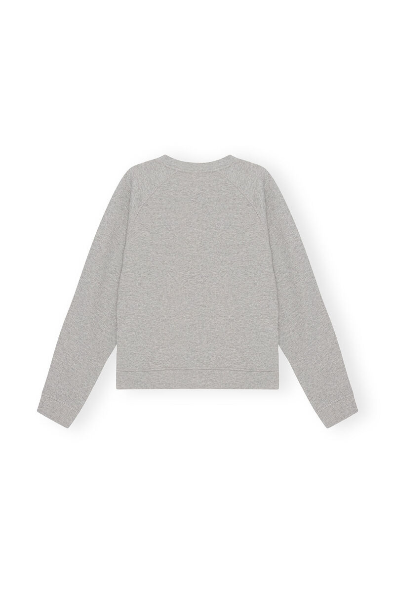 Grey Isoli Raglan Solid Sweatshirt, Cotton, in colour Paloma Melange - 2 - GANNI