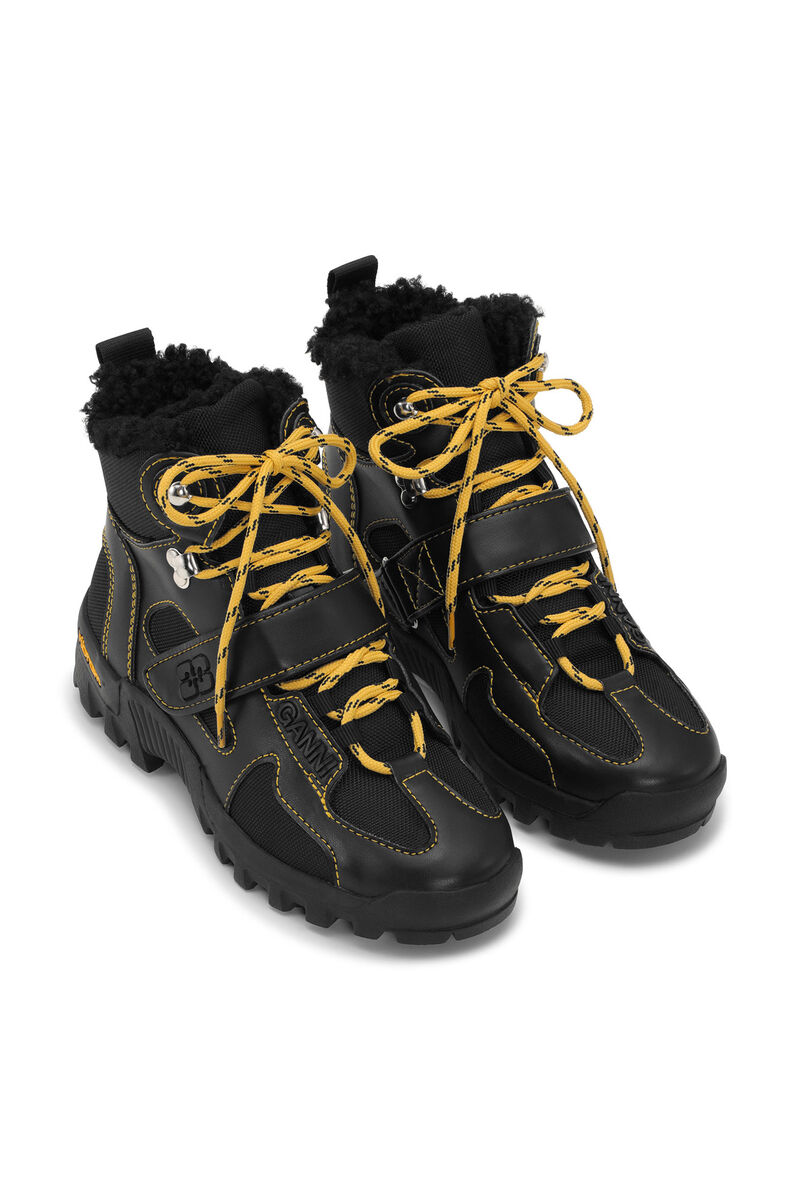 Performance Hiking Velcro Boots, Polyurethane, in colour Black - 3 - GANNI