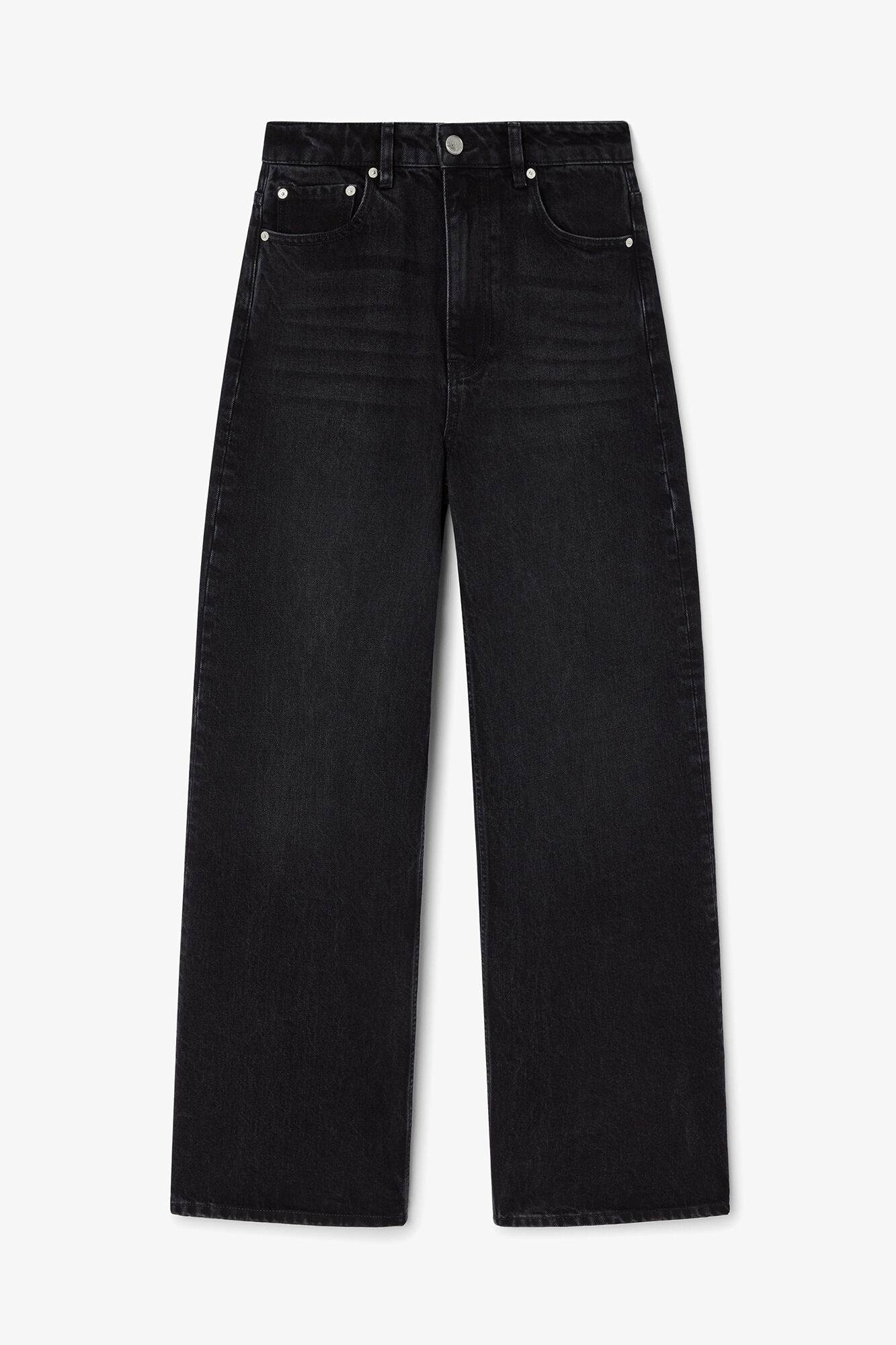 Izey jeans i sort rigid denim, Organic Cotton, in colour Black Washed - 1 - GANNI