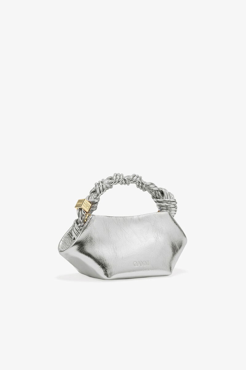 Silver Mini GANNI Bou Bag, Polyester, in colour Silver - 2 - GANNI