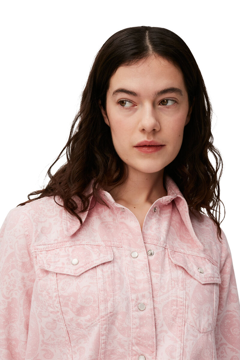 Denim Western Shirt, Organic Cotton, in colour Paisley Shrinking Violet - 4 - GANNI