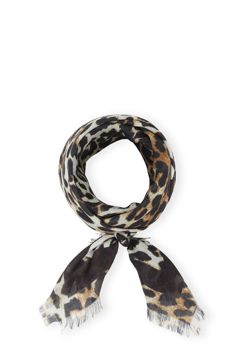 Light Printed Leopard Schal, Modal, in colour Leopard - 1 - GANNI