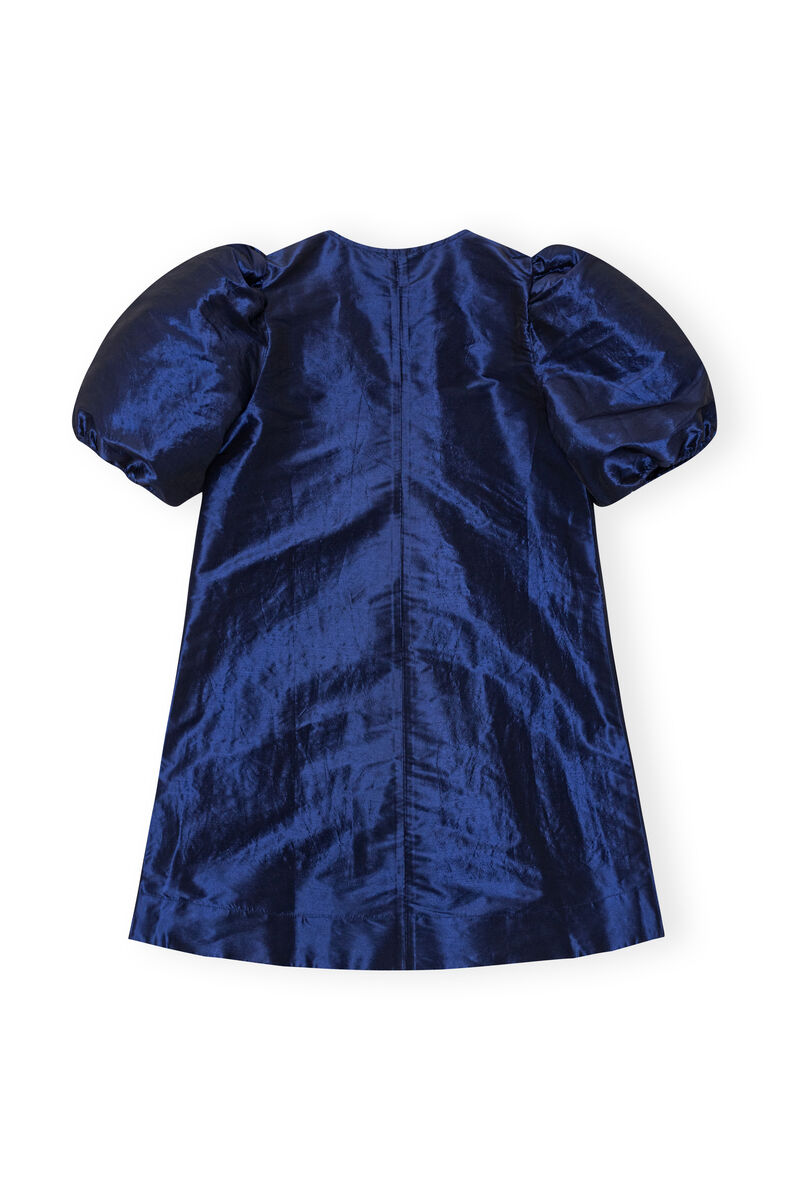 Blue Shiny Taffeta Mini Dress, Polyester, in colour Sodalite Blue - 2 - GANNI