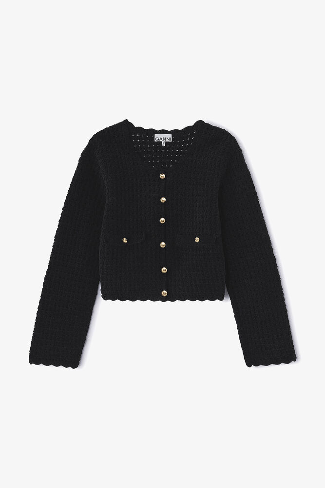 Black Crochet Cardigan, Black