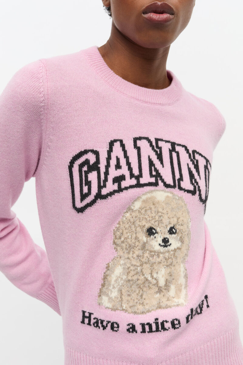 Pink Poodle Jumper, Wool, in colour Chalk Pink - 3 - GANNI