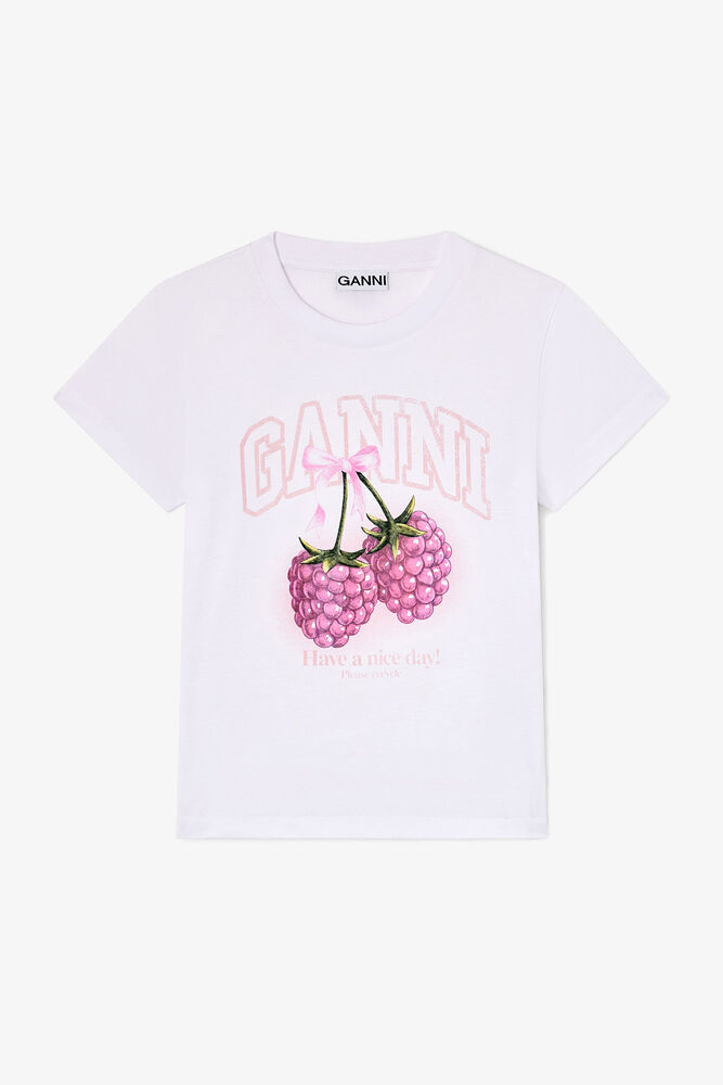 Baby Fit T-shirt with Raspberry, Bright White