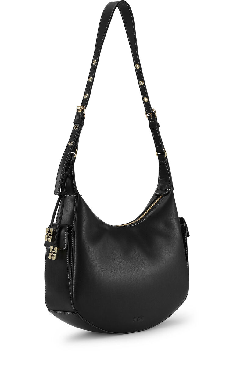 Black Large GANNI Swing Shoulder Bag, Polyester, in colour Black - 2 - GANNI