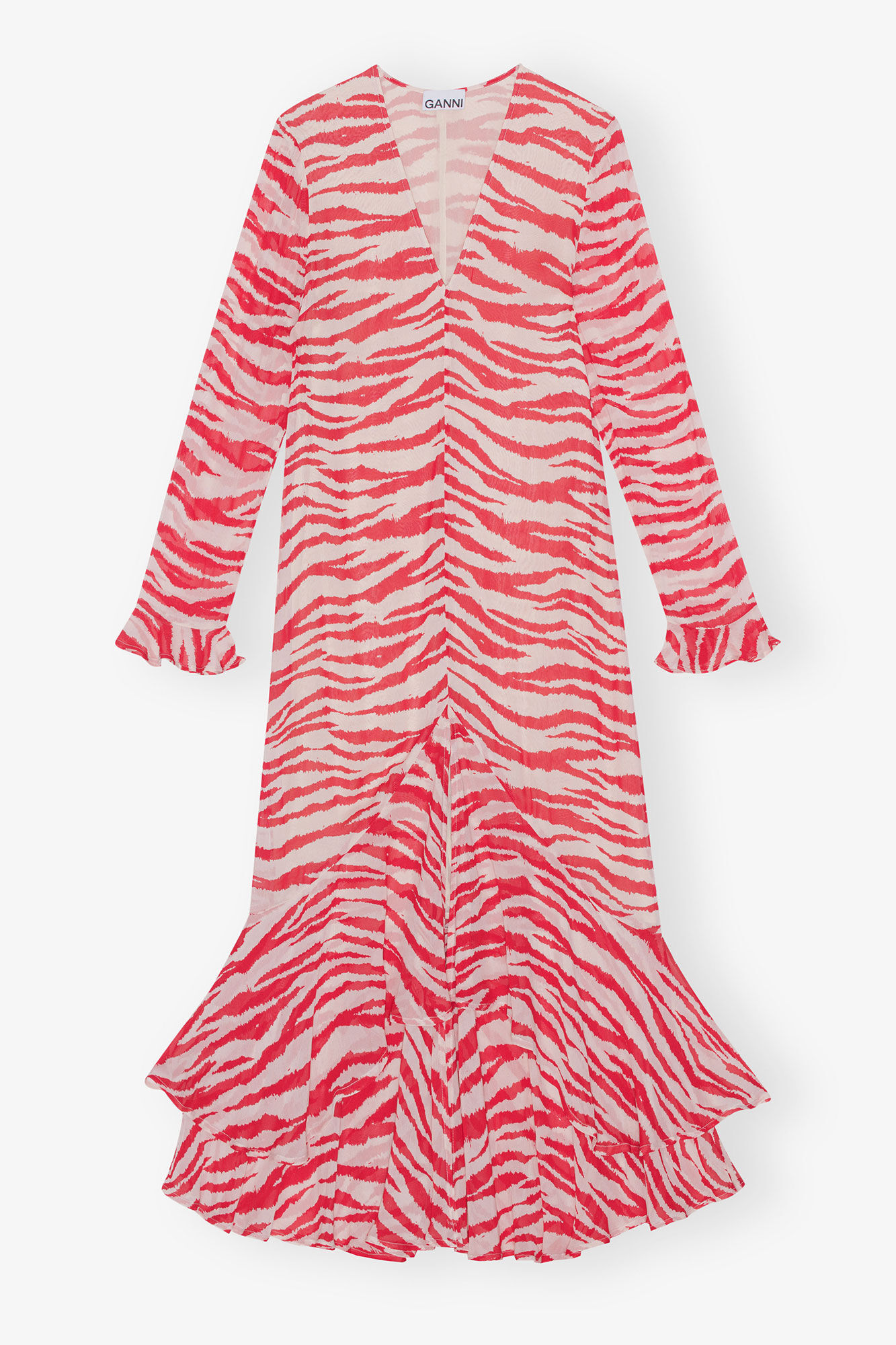 Printed Light Georgette Maxi Dress, Viscose, in colour Castle Wall - 1 - GANNI