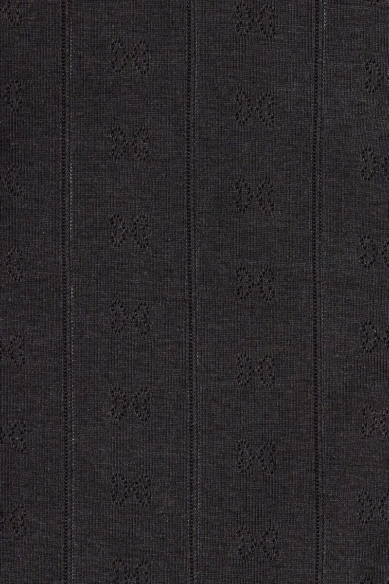 Oberteil aus schwarzem Pointelle, Organic Cotton, in colour Black - 2 - GANNI