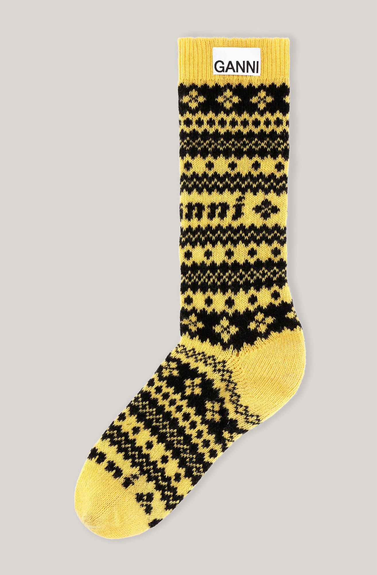 Wool Jacquard Wool Jacquard Socks, Polyamide, in colour Black - 1 - GANNI