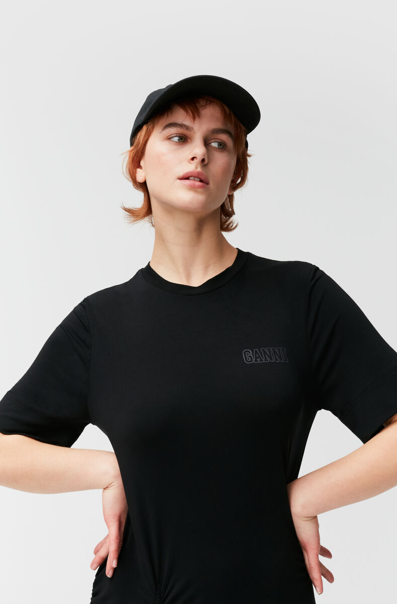 Maxi T-Shirt Dress, Elastane, in colour Black - 4 - GANNI