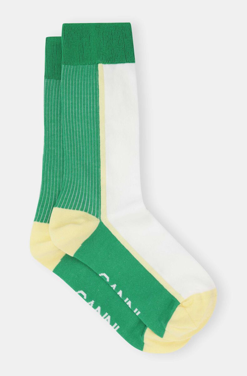 Socks, Cotton, in colour Kelly Green - 1 - GANNI