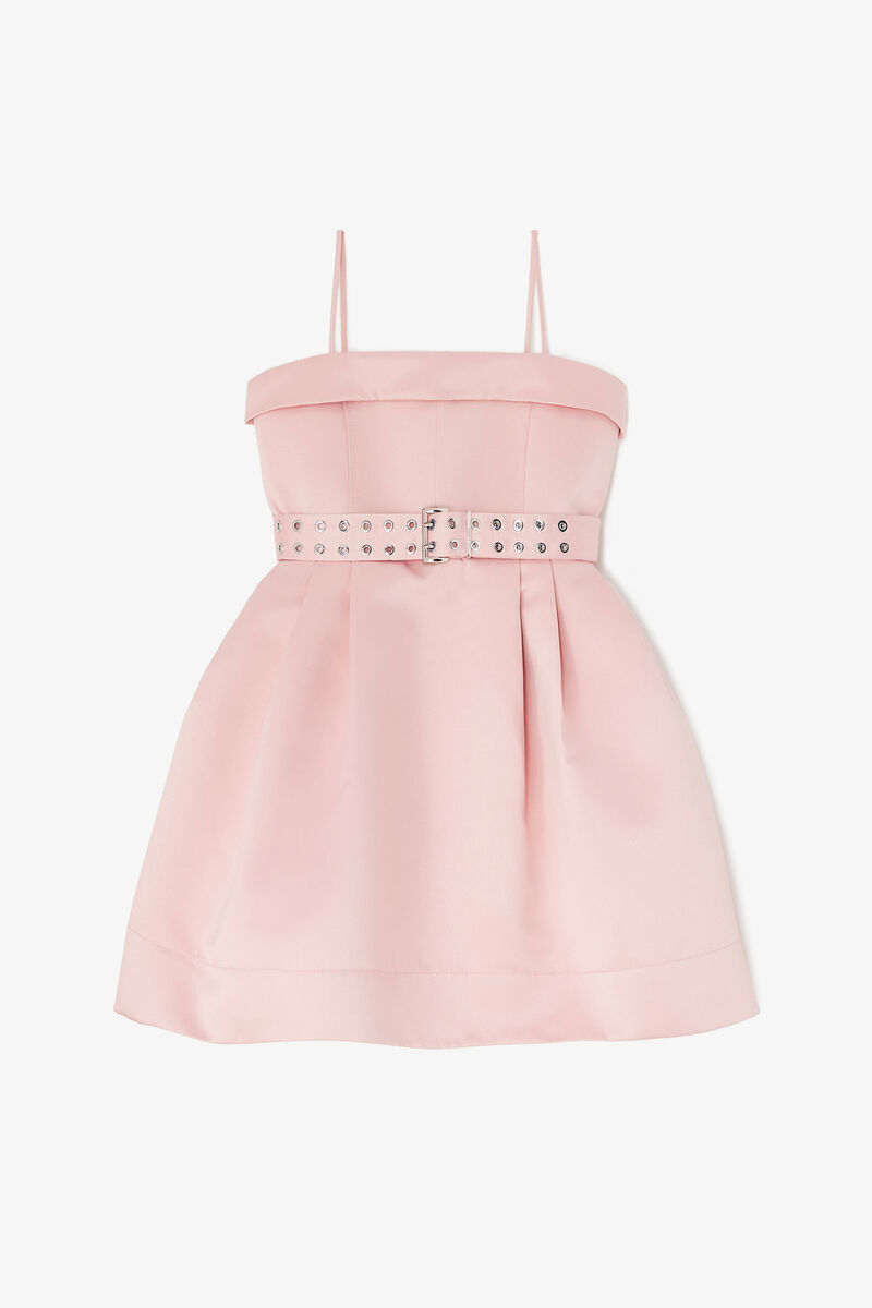 Dress in Pink Satin, Recycled Polyester, in colour Potpourri - 1 - GANNI