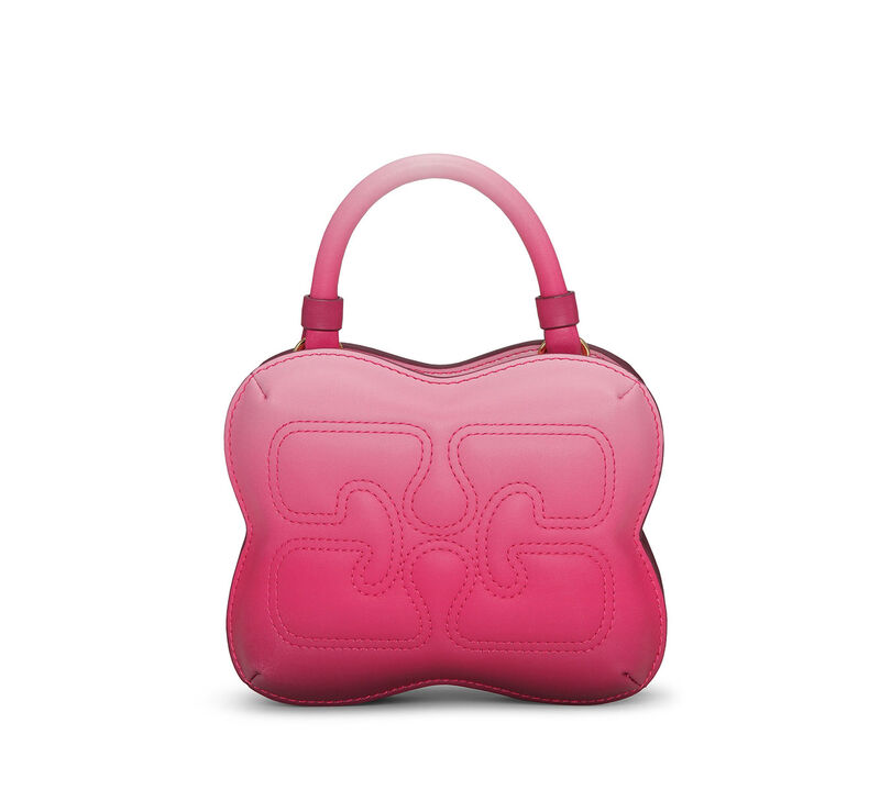 Pink Gradient Small Butterfly Crossbody-veske, Polyester, in colour Hot Pink - 1 - GANNI