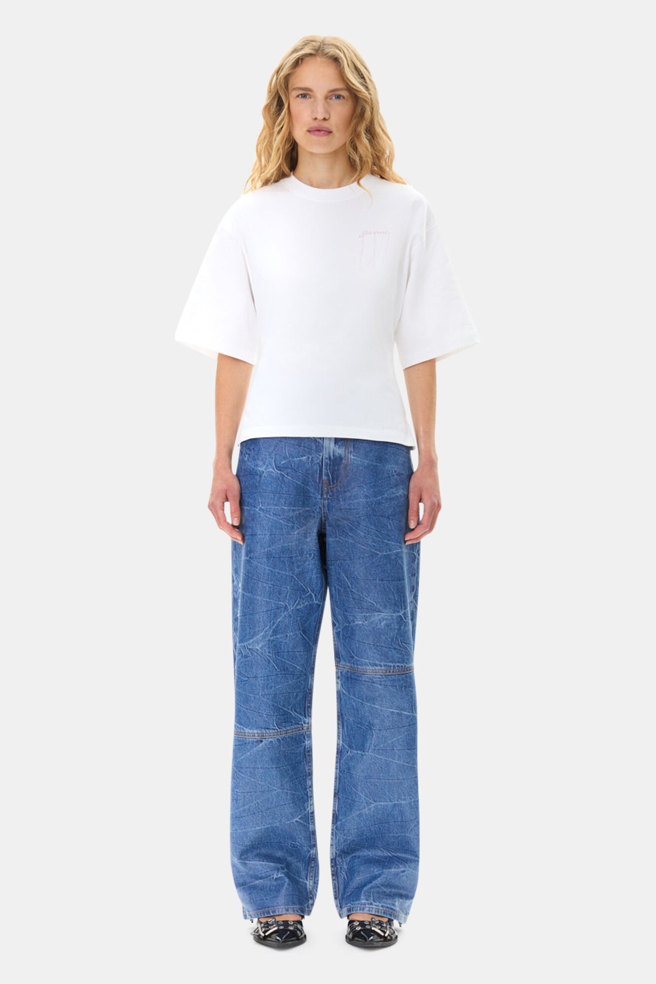 White Heavy Cotton T-shirt, Cotton, in colour Bright White - 2 - GANNI