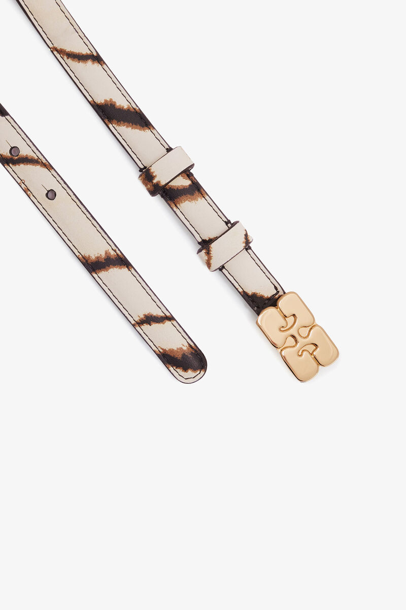 Kat Belt Small in Zebra, Recycled Polyester, in colour Egret - 2 - GANNI