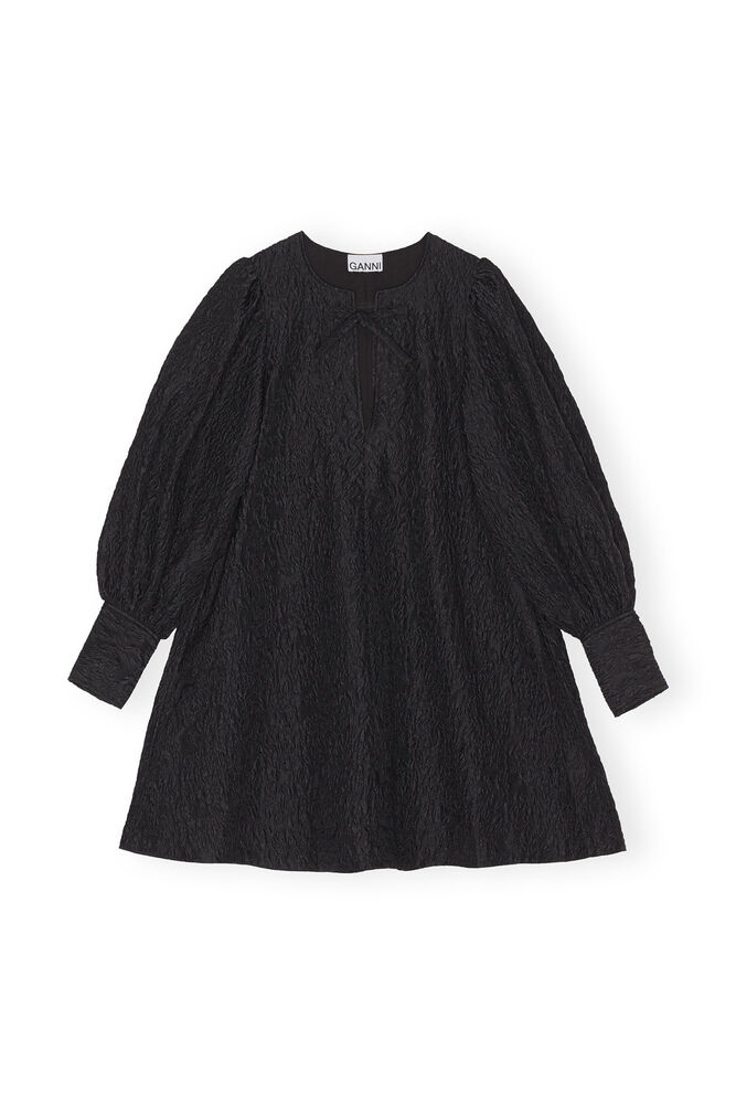 Black Jacquard Organza Mini Dress