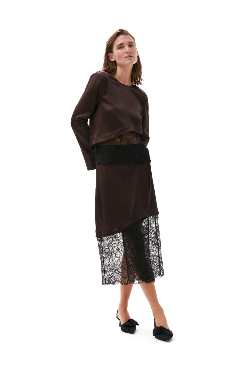 Lace Blouse, in colour Mole - 1 - GANNI