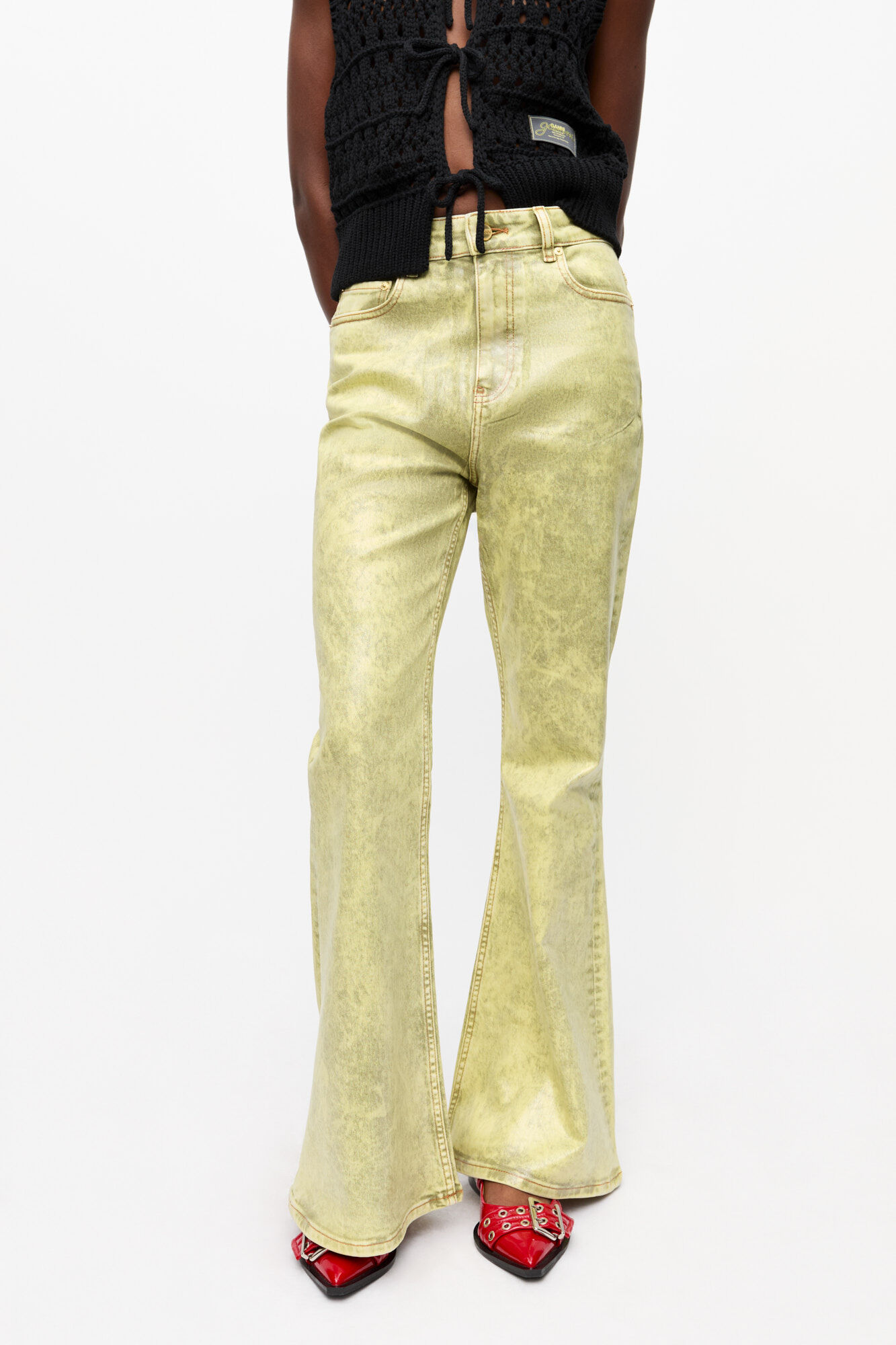 Green Foil Jeans | GANNI