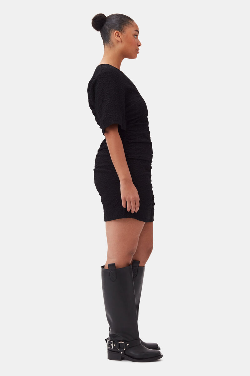 Black Textured Suiting Mini Dress, Polyester, in colour Black - 7 - GANNI